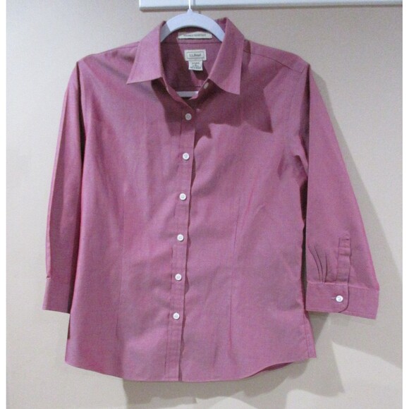 L.L. Bean Tops - L.L.Bean Button Down Shirt Women M (0 YR 12)Dark Pink Wrinkle Resistant Cotton